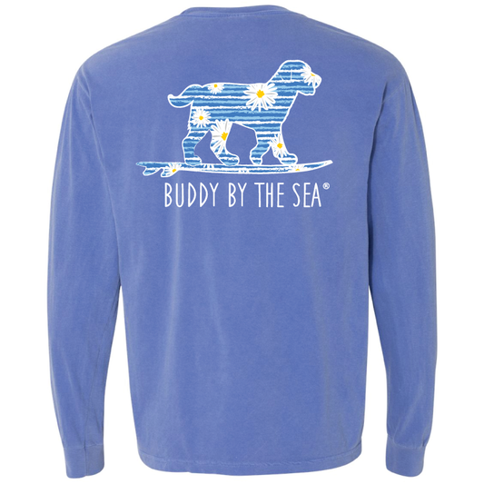 Buddy by the Sea Field of Daisies on Long Sleeve