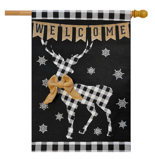 Checkered Deer Welcome Flag