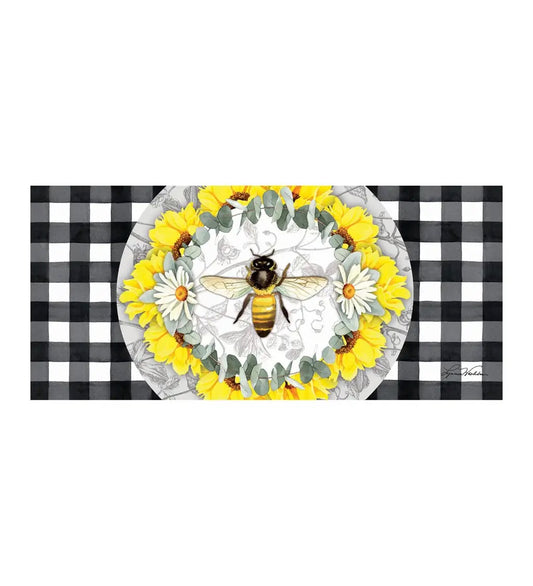 "Honey Bee and Flowers" Sassafras Switch Mat by Evergreen